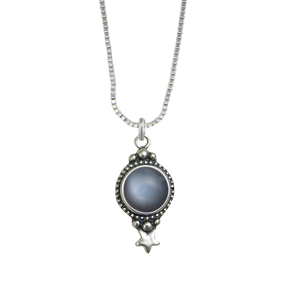 Sterling Silver Gemstone Necklace With Grey Moonstone